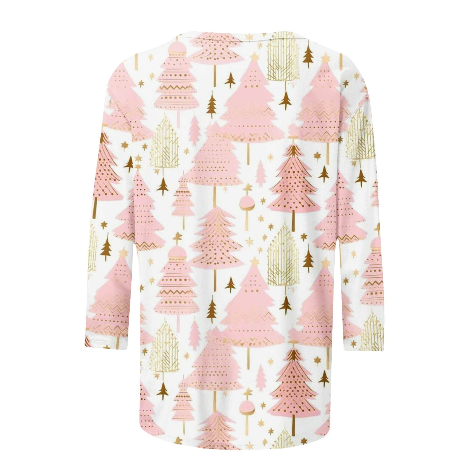 Wancir Merry Christmas Shirts Women's 3/4 Sleeve Xmas Tree Vintage Graphic Tee Tops Holidays O-Neck Baseball T Shirt Blouse