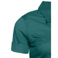thumbnail image 5 of J. METHOD Women's Tailored Button Down Shirt Cuffed Short Sleeve Stretch Collar Office Work Formal Casual Basic Blouse Top NEWT06 Teal 3X, 5 of 5