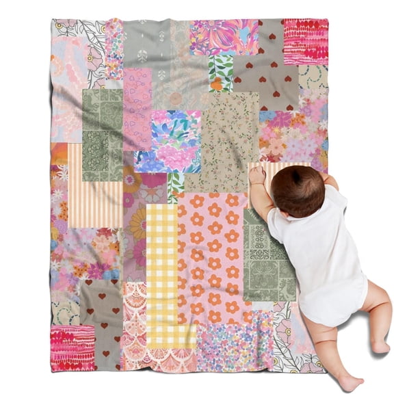 Pioneer Flower Floral Print Pattern Blanket,Comfortable Soft Flannel Throw Blanket,All Season,Warm Lightweight Blankets for Sofa Bed Couch Living Room Chair,30"x40"