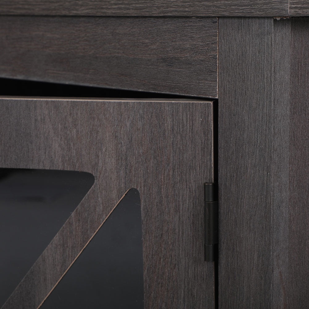 Kadyn Bedside Tables Side End Table with Door Cabinet, Mid Century Modern Nightstand, Deep Gray-2PCS