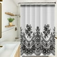 thumbnail image 3 of Black Damask Shower Curtains Baroque Elegant Luxury Geometric Texture Gothic Bathroom Decorative Shower Curtain Sets with Hooks Polyester Fabric, 72 x 84 Inch, 3 of 6