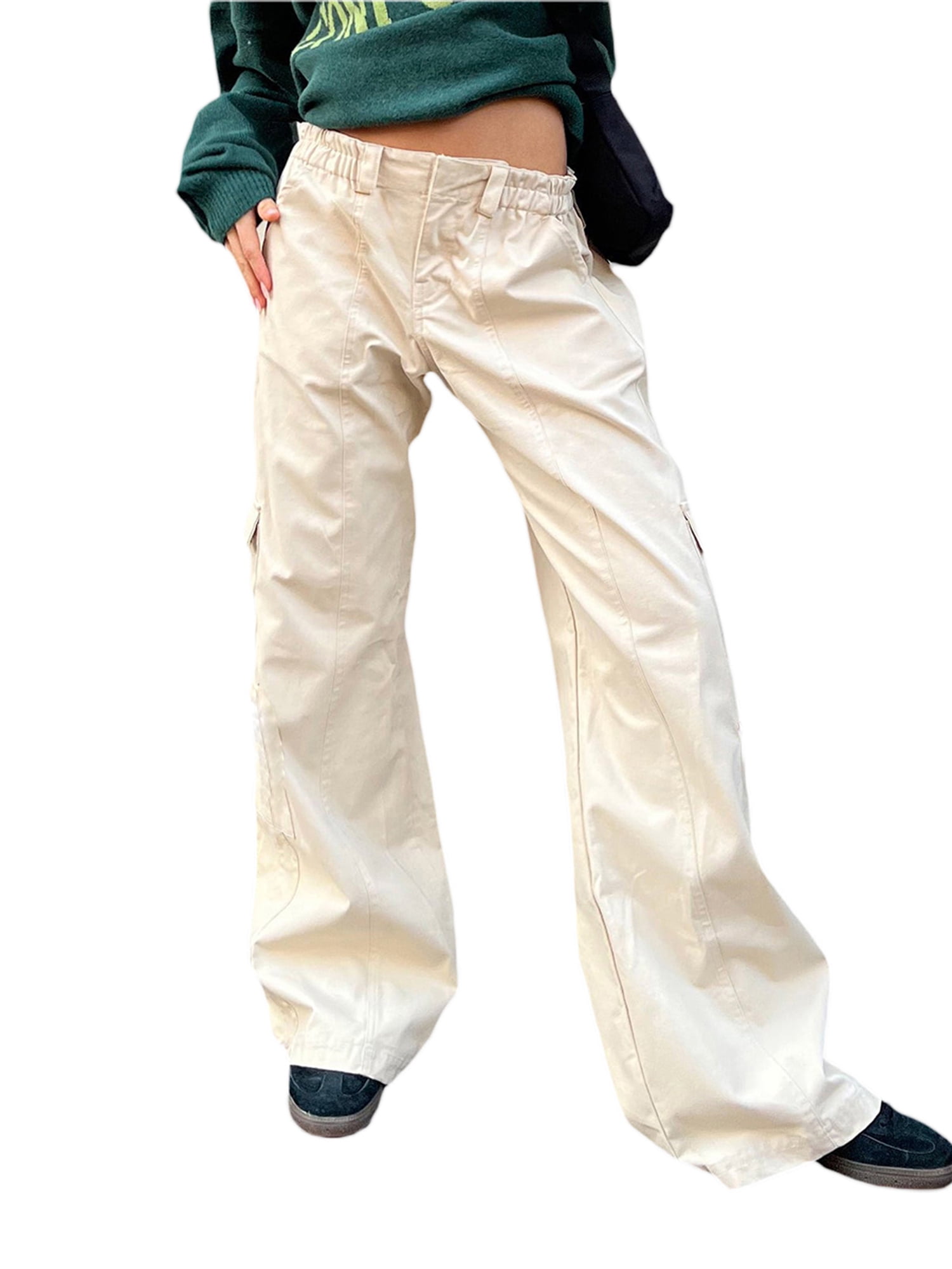 JYYYBF Cargo Pants for Women Low Waist Straight Leg Baggy Sweatpants Loose  Fit Casual Trousers with Multi-Pockets Beige L - Walmart.com