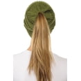 thumbnail image 4 of C.C MB-20A Soft Stretch Cable Knit Warm Hat High Bun Beanietail Ponytail Beanie Olive, 4 of 4