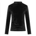 thumbnail image 5 of Kinrui Women's Ruched Long Sleeve Velvet Shirts Turtleneck Slim Fitted T Shirts Basic Underlayer Going Out Tops Black,XL, 5 of 8