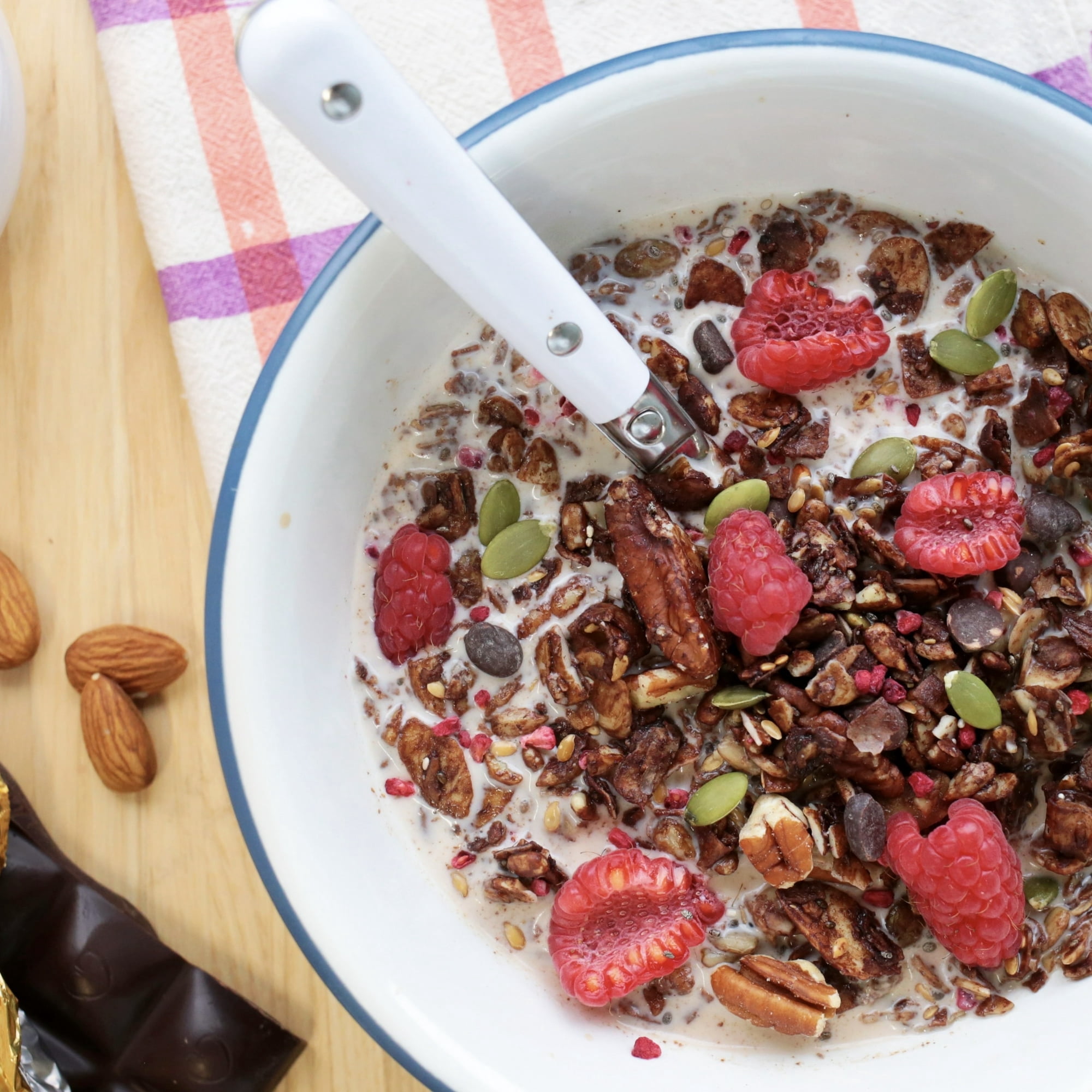 Seven Sundays Dark Chocolate Raspberry Breakfast Granola, Gluten Free, Grain Free, 8 oz, 1 Bag