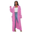 thumbnail image 1 of Women's Loose Knit Cardigan Lazy Pocket Long Twisted Sweater Jacket, 1 of 5