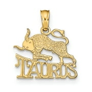 Carat In Karats 10K Yellow Gold Polished Taurus Zodiac Pendant Charm (15.5mm x 13.78mm)