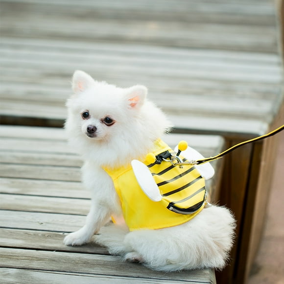 JQSM Cute Bee Dog Vest Harness Pet Collar Chest Strap Leash with Traction Rope