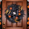 thumbnail image 2 of Mom's Best Corona de hojas de arce negro con calabaza para puerta interior/exterior de 50 cm, 2 of 6