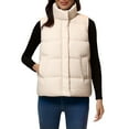 thumbnail image 2 of Doudoune Sans Manches pour Femmes, Veste Matelassée à Capuche, Veste Décontractée à Fermeture Éclair, Manteau d'Hiver Beige TG, 2 of 4