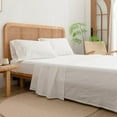 thumbnail image 4 of Sheet Set 100% Washed Cotton Linen Feel Super Soft Comfortable Chic Lightweight 3 Pcs Home Bedding Set Solid Off White Twin, 4 of 14