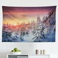 thumbnail image 1 of Winter Tapestry, European Snowy Mountains Pine Forest with Sky Colors Overcast Windy Fresh Image, Fabric Wall Hanging Decor for Bedroom Living Room Dorm, 2 Sizes, White Pink, by Ambesonne, 1 of 1