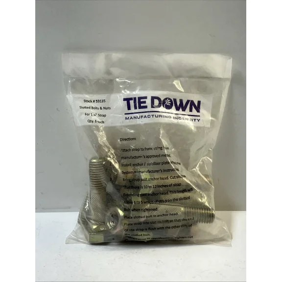 Tie Down Engineering Slotted Bolt & Nuts Kit (8) Pack For 1-1/4" Strap #59135