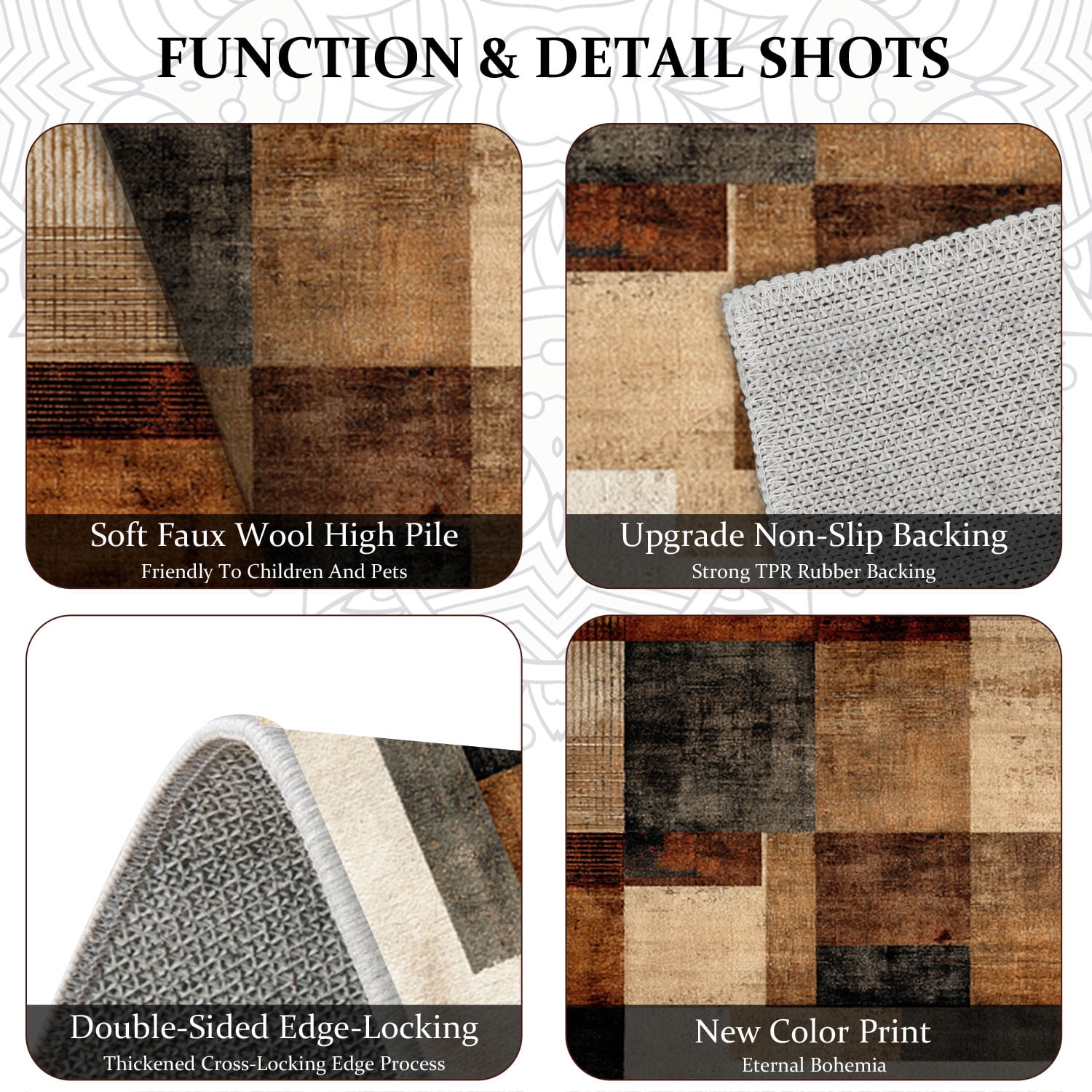 3 Piece Kitchen Rug Set, Non-Slip And Washable, Abstract Pattern Kitchen Hallway Rug, Soft And Comfortable, Suitable For Sinks, Floors, Entrances, Hallways and Bathrooms