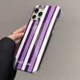 thumbnail image 6 of Compatible with iPhone 13 Pro Max Glossy Case Vertical Stripe Shiny Clear Cute Purple White Aesthetic Minimalist Shockproof Protective Cover for Women Girls, 6 of 7
