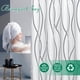 thumbnail image 3 of Cortina de ducha de tela texturizada de 180 x 180 cm, con estampado de rayas gris plata, de lino, moderna, de lujo, para baño, lavable a máquina., 3 of 5