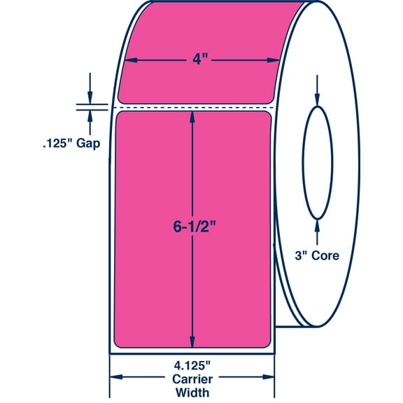 Compulabel 610062, 4" x 6-1/2" FL Pink Thermal Transfer Labels