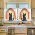 thumbnail image 2 of Yayeee Kitchen Curtains Set of 2 Light Filtering 57"x24" Over Sink Window Panels, Black Cat Rainbow, 2 of 7