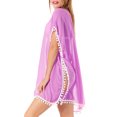 thumbnail image 4 of Women's Chiffon Swimsuit Cover Up Beachwear Pom Pom Kaftan, 4 of 5