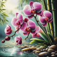 thumbnail image 1 of Fleur d'Orchidée et Bambou - Peinture Diamant DIY, 1 of 6