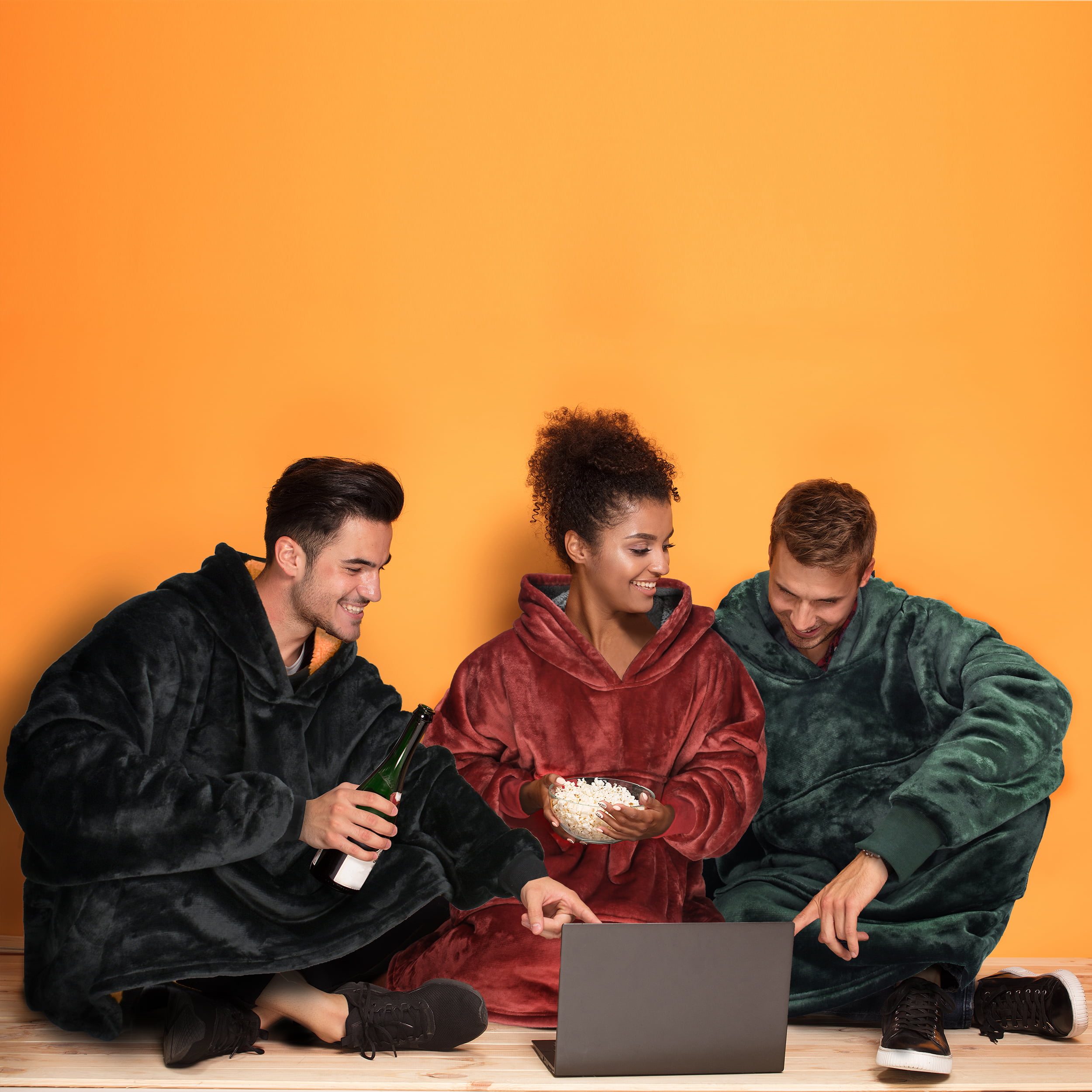 Tirrinia Oversized Hoodie Blanket Sweatshirt Comfortable Sherpa Giant Pullover Reversible Wearable Blankets for Adults Men Women Teenagers Kids Wife Girlfriend