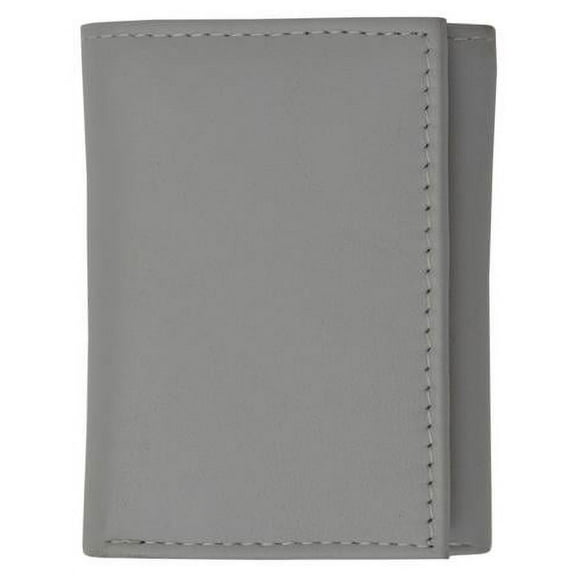 Premium soft gray leather kids trifold wallet