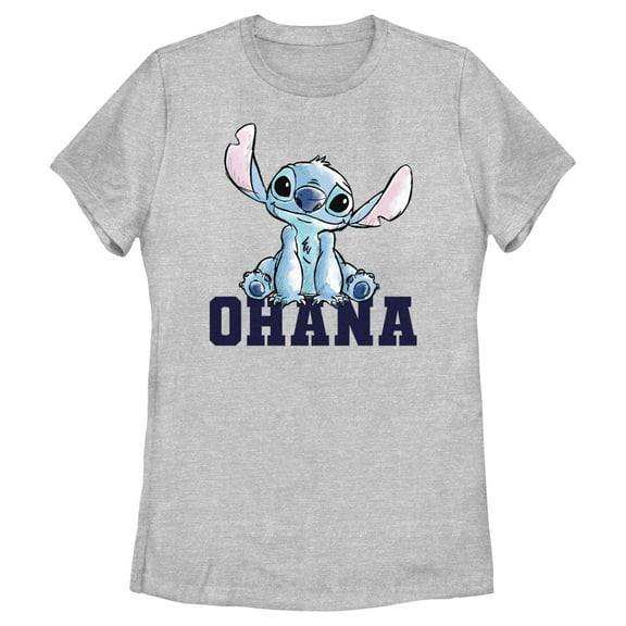 Women's Lilo & Stitch Watercolor Ohana Graphic Tee Athletic Heather X Large