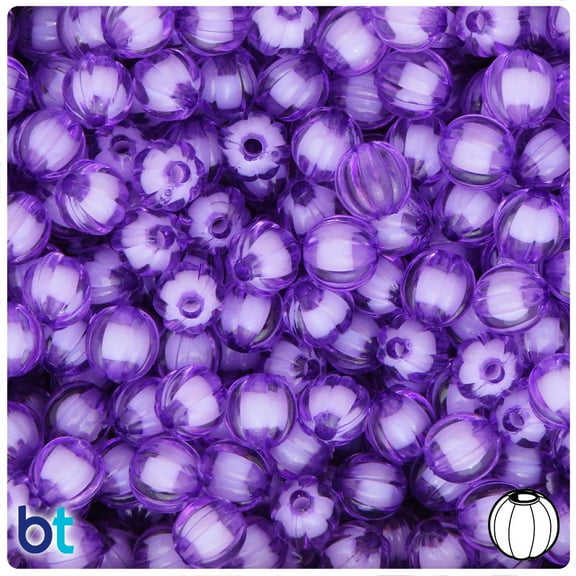 BeadTin Purple Transparent 10mm Melon Plastic Bead in Beads (100pcs)