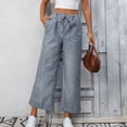 thumbnail image 7 of WMTBSRSW Fashion Striped Pants for Women Loose Casual Wide Leg Pants Lightweight Drawstring Baggy Palazzo Ankel Trousers Navy Large, 7 of 7