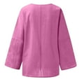 thumbnail image 5 of Yigetop Linen Shirts for Women Linen Shirts for Women 2025 Trendy Long Sleeve Summer Tops Casual Loose Tshirts Basic Tees Women's Linen Shirt Hot Pink M, 5 of 5