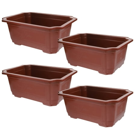 WRITWAA 4pcs Plastic Rectangular Garden Pots with Water Drainage Holes for Outdoor Plants and Decorative Use
