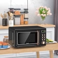 thumbnail image 2 of GLACER GT-23853GDEP Horno microondas retro grande de 700 vatios, con encimera de acero laminado en frío, temporizador, plato giratorio de vidrio, configuraciones de cocción preprogramadas y pantalla, 2 of 5