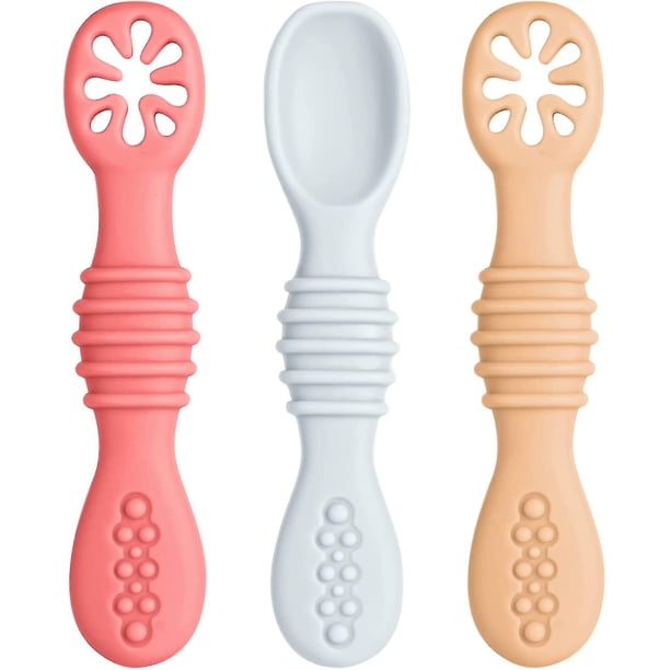 Cucharas para bebés para niños y bebés, 3 uds., utensilio de aprendizaje con cuchara para bebés, adecuado para la primera etapa de la dentición, recomendado por expertos en destete