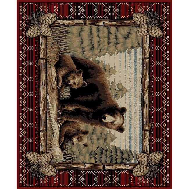 Mayberry Rug LK7270 5X8 5 ft. 3 in. x 7 ft. 7 in. Lodge King Grizzly Gap Area Rug, Multi Color