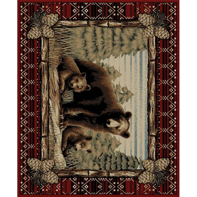 Mayberry Rug LK7270 5X8 5 Pi. 3 Po. x 7 Pi. 7 Po. Tapis Lodge King Grizzly Gap, Multicolore