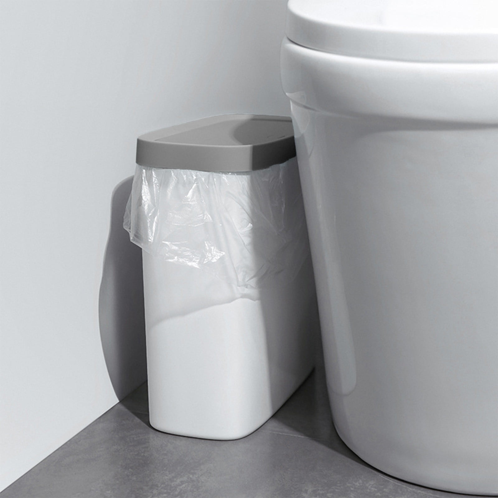 Kitchen Trash Can, Step-On Garbage Can with Lid, Tall Kitchen & Bathroom Trash Can, Small Office Waste Bin, Gray - Xuniizn