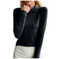 thumbnail image 1 of WEAIXIMIUNG Tricot à Col pour Femmes Ajusté Manches Longues Design Chemise Couleur Unie Chandail à Col, 1 of 4