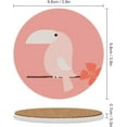 thumbnail image 3 of SKYSONIC Round Drink Coasters Pink Toucan Absorbent Ceramic Coaster with Cork Base for Coffee Cups for Home Decor 4 pcs, 3 of 6