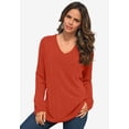 thumbnail image 2 of Roaman's Women's Plus Size Drop Needle V-Neck Lightweight Sweater Knit, 2 of 6