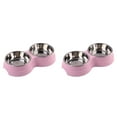 thumbnail image 1 of (Lot de 2) Rinsvye Bol Double pour Chien Chiot Table à Manger Ovale Ensemble pour 4 avec Mangeoire à Feuilles en Acier Inoxydable Table à Manger Ronde pour 2 Ensemble Plat à Boire Fournitures d'Alimentation Accessoires pour Petit Chien Acier Inoxydable S, 1 of 4