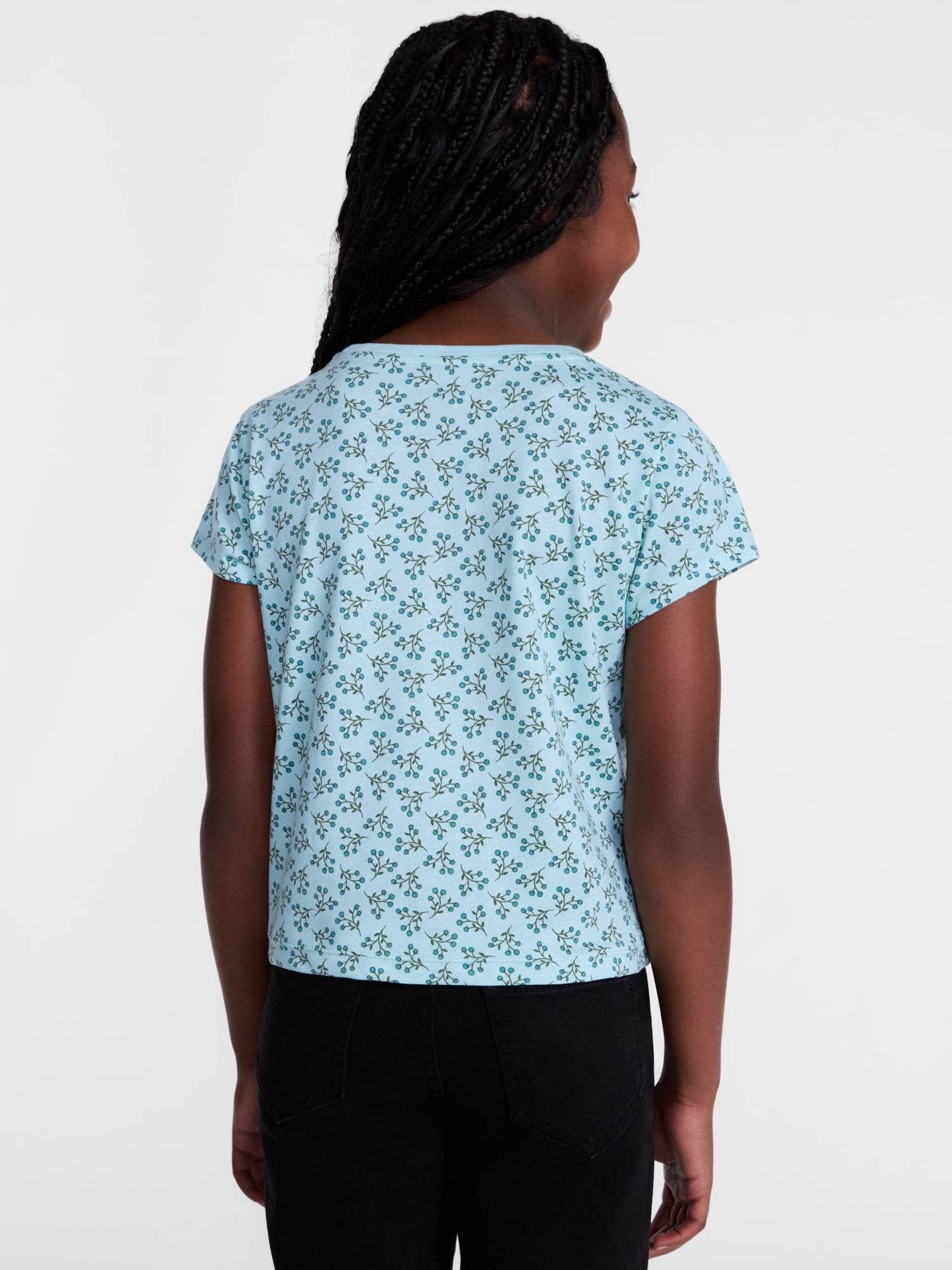 Wonder Nation Girls Kid Tough Tee with Short Sleeves, Sizes 4-18 & Plus