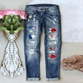 thumbnail image 2 of Vedolay Fashion Women Pants 2023 Ripped Distressed Stretchy Fashion Jeans Dark Blue,L, 2 of 4