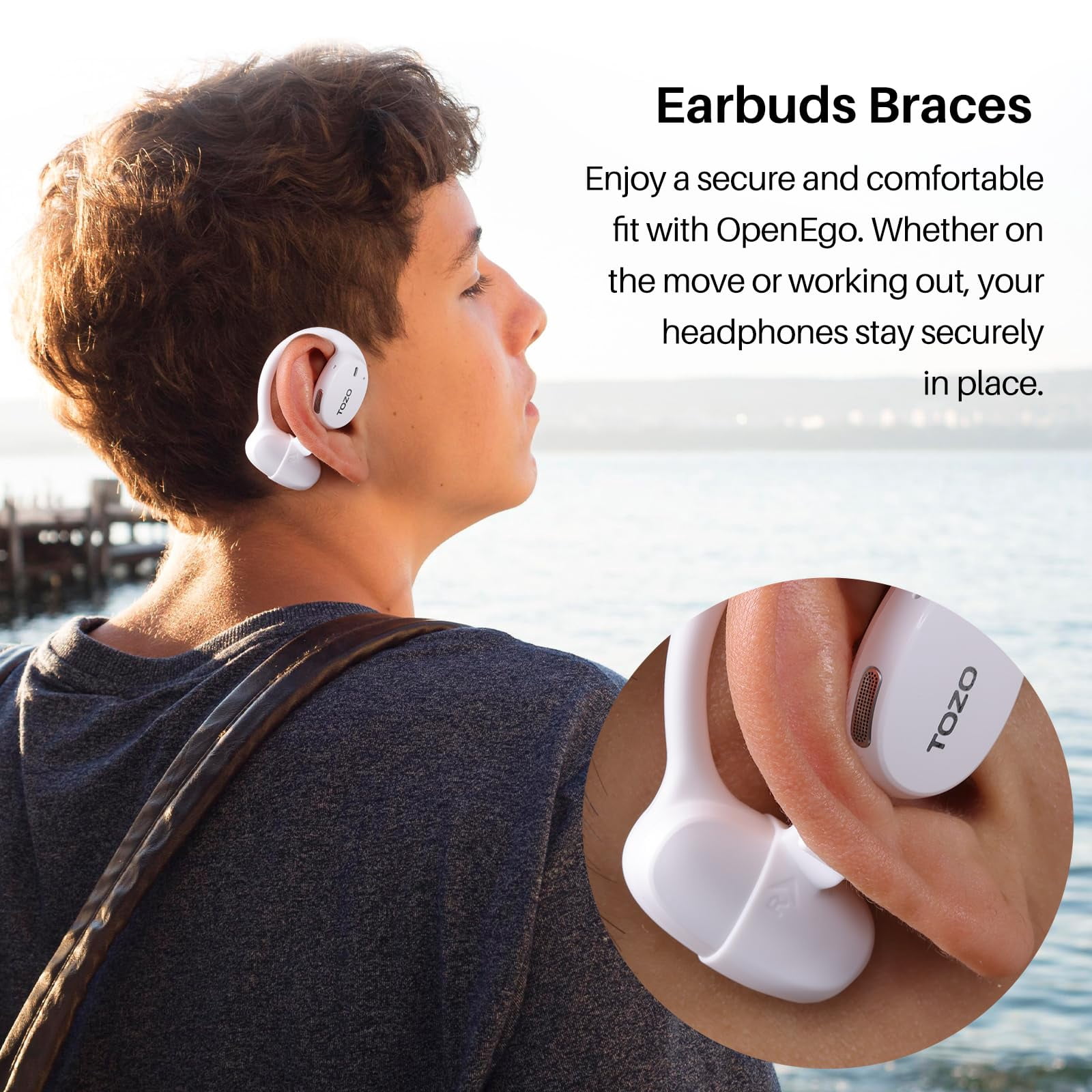 TOZO AI Noise Cancel Headphones, Open Ear Earbuds, Bone Conduction Headphones, 80H, 100+ Languages AI Translation, AI Clear Calls, OrigX Acoustics Stereo Bass, Lightweight Comfortable Wear