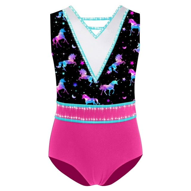 TSSOE Justaucorps de Gymnastique pour Filles Ballet en Strass Unitard une-Pièce Biketards Sport Activewear Cheval 16