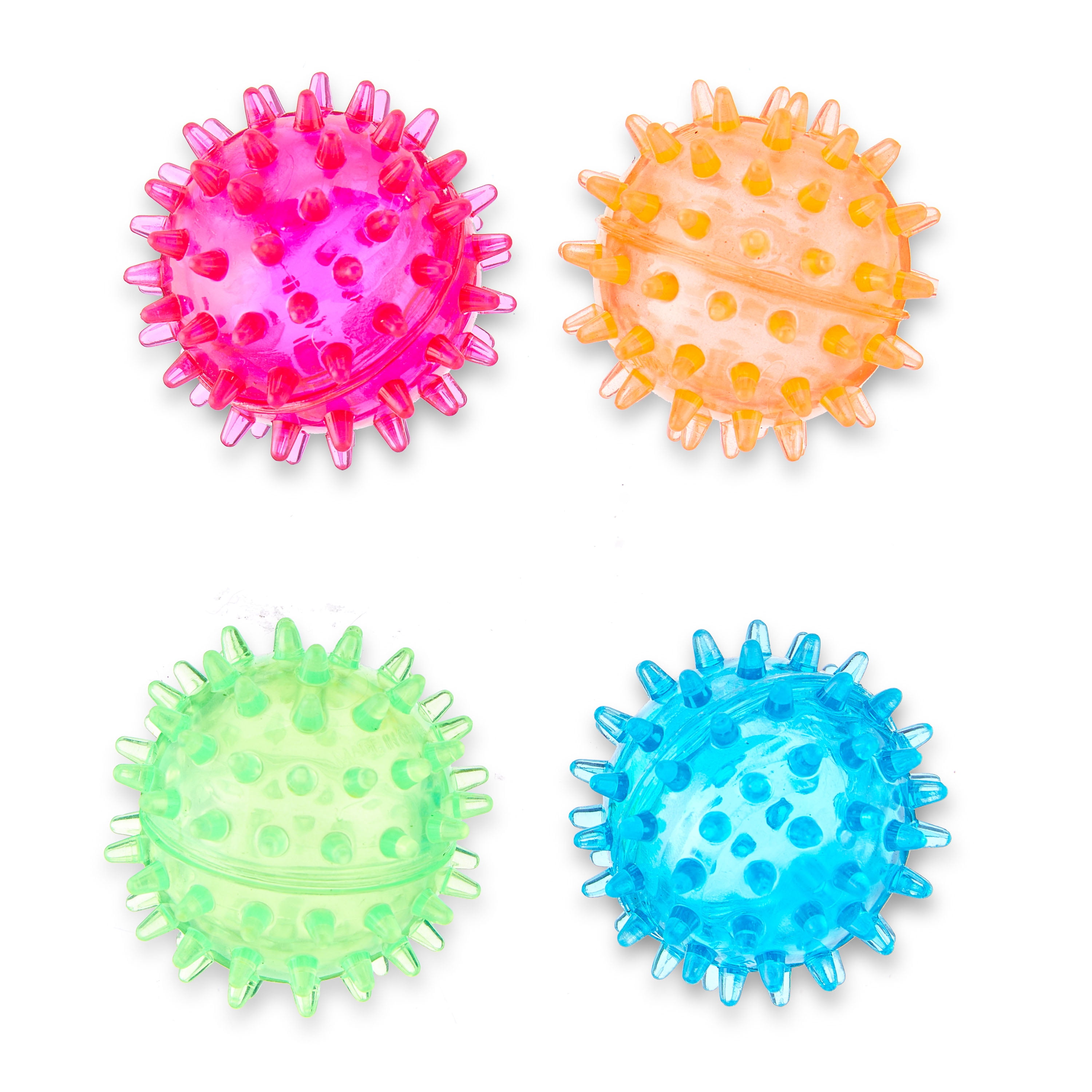 Vibrant Life Fetch Buddy Spiky Ball Fetch Dog Toys, 4-Pack Small, Color May Vary, Chew Level 2