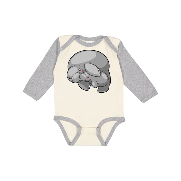 Inktastic Cute Manatee Family Boys or Girls Long Sleeve Baby Bodysuit