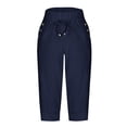 thumbnail image 6 of Ltctricy Women's Capri Pants Plus Size Elastic Waist Drawstring Comfy Lounge Cropped Joggers Casual Capris Sweatpants with Pockets, 6 of 7