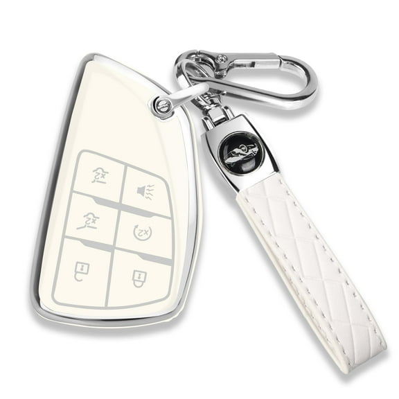 for Chevy Key Fob Cover with Keychain Soft TPU Protection Case Compatible with 2021-2025 Chevy Tahoe Suburban GMC Yukon Denali Silverado 6 Buttons
