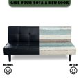 thumbnail image 5 of ZIATUBLES Wood Grain Armless Futon Sofa Cover, Stretch Elastic Couch Slipcover Dustproof Furniture Protector Machine Washable Sofa Bed Cover for Living Room Bedroom, 5 of 9