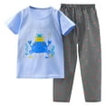 thumbnail image 2 of Spazoro Toddler Kids Boys Girls Outfit Shirts Sets, Printed 2-Piece Short Sleeve Summer 2025 Casual Pants Set Sky Blue Size 3 T, 2 of 3